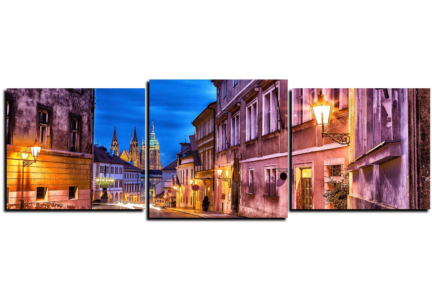 Obraz na plátně - Magické noční staré město - panoráma Obraz na plátně - Magické noční staré město - panoráma